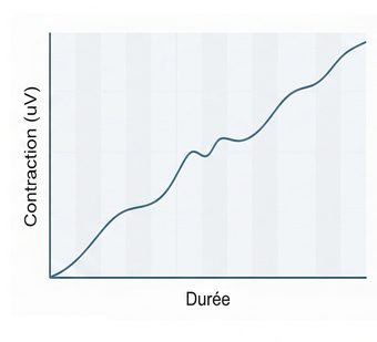 Courbe montrant l’évolution de la contraction musculaire en microvolts